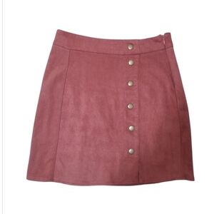 HYFVE A-Line Faux Suede Decorative Snap Side Zip Mini Skirt Size Extra Small